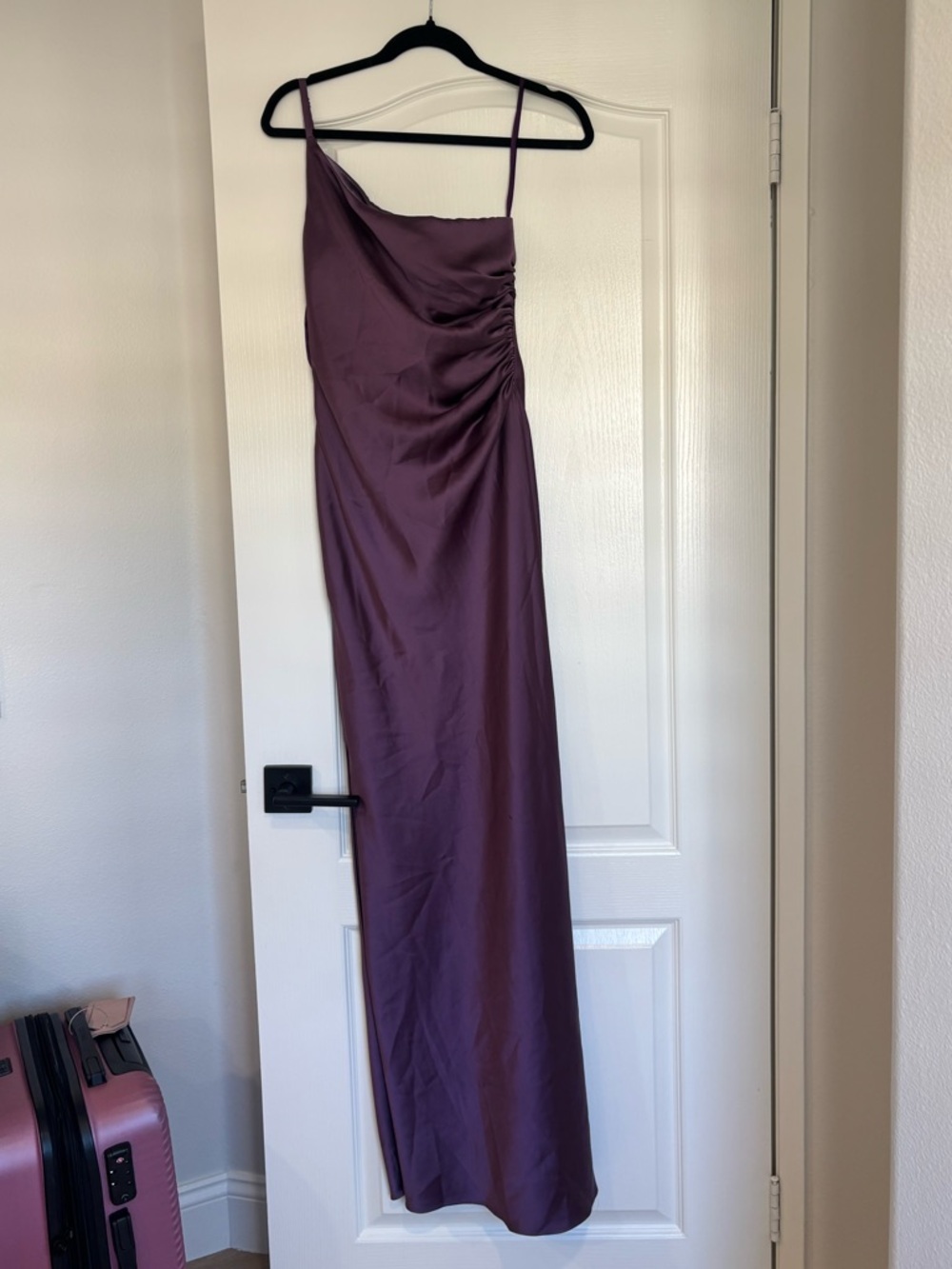 Revelry Plum Purple Satin One Shoulder Bridesmaids dress